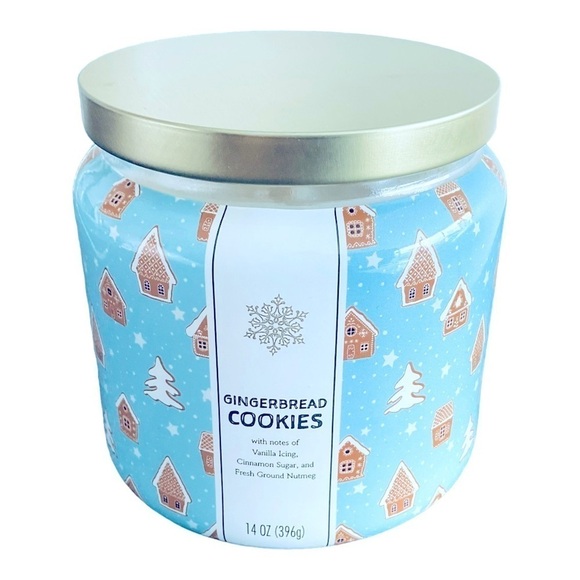 🩵Gingerbread Candle Gingerbread Cookie Scent 14oz Decorative Jar & White Candle - Picture 1 of 4